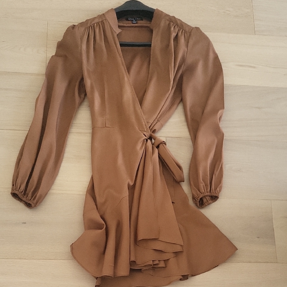 Honey Elegant Brown Wrap Dress